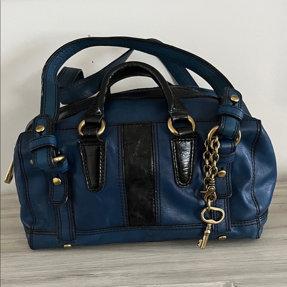 Fossil Blue and Black Satchel - Picture 1 of 16